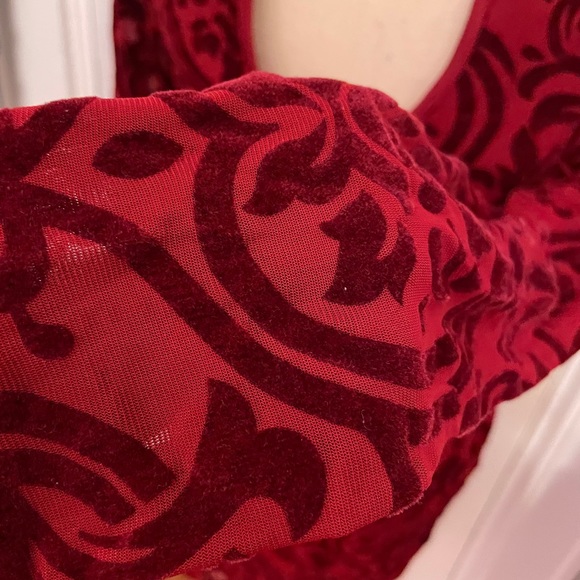 Red Dress with Velvet Details - Picture 3 of 3